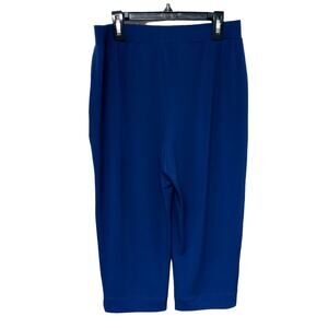 Susan Graver Navy Blue Capri Pants XS Liquid Knit Stretch Notched Hem Crop Women